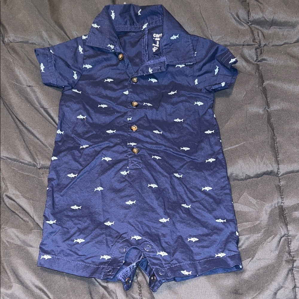 Carter's Blue Shark Patterned Baby Romper